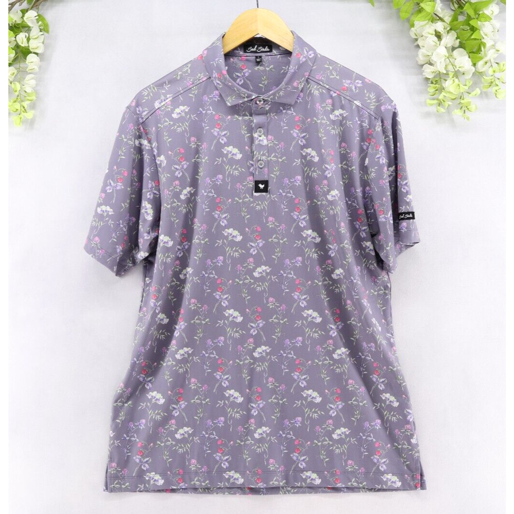 Bad Birdie Purple Floral Polo Shirt